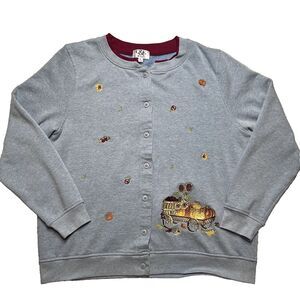 VTG Embroidered Pumpkins Fall Sweatshirt Womens XL Thanksgiving Grandma Cottage